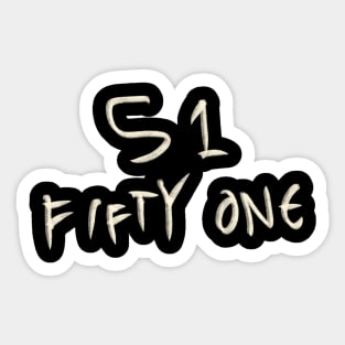 Hand Drawn Letter Number 51 Fifty One Sticker